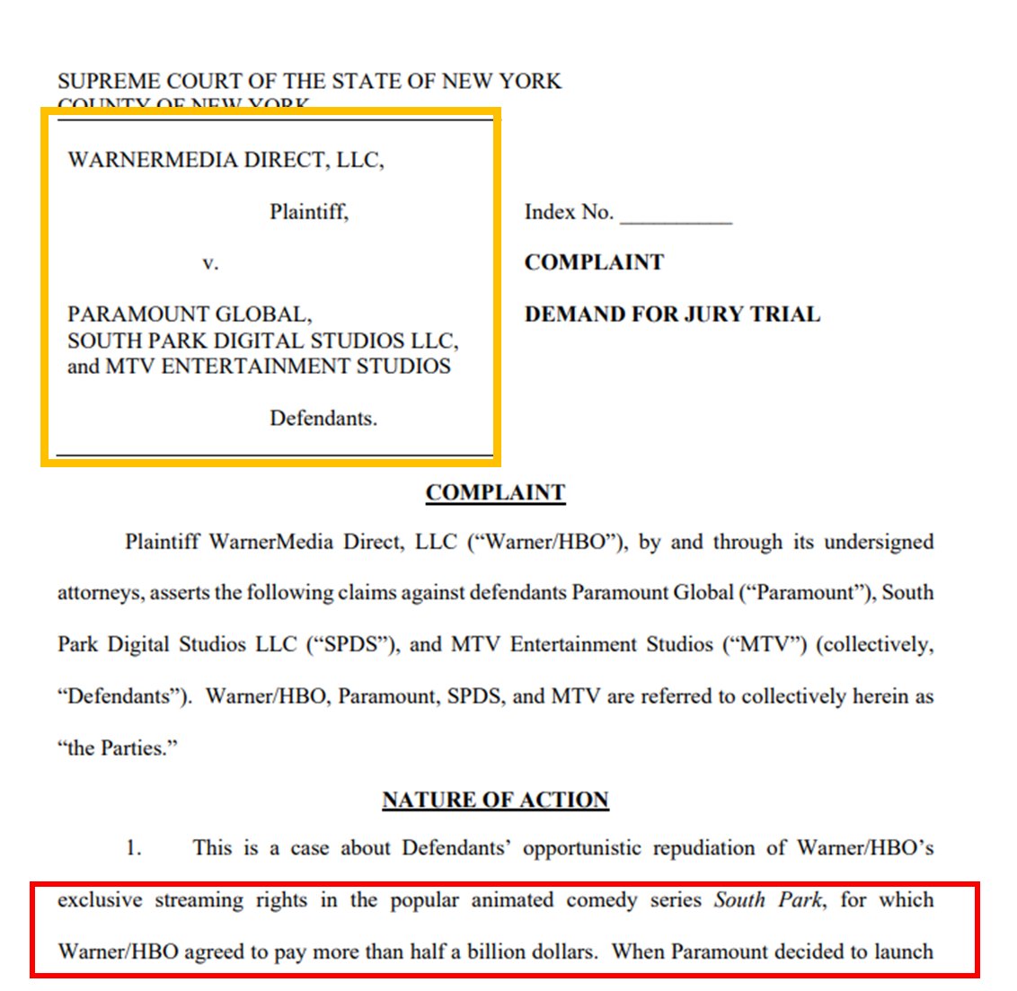 compound248's tweet photo. Hollywood Fight!

Warner Bros just sued Paramount over rights to the raunchy &amp; hilarious cartoon, South Park. Below, we break down the situation.

Punchline?

In 2019, $WBD paid $500 MILLION(!!) for certain exclusive US streaming rights. 

But $PARA are some dirty bastards.
🧵👇 https://t.co/Q7JA0oTgwx