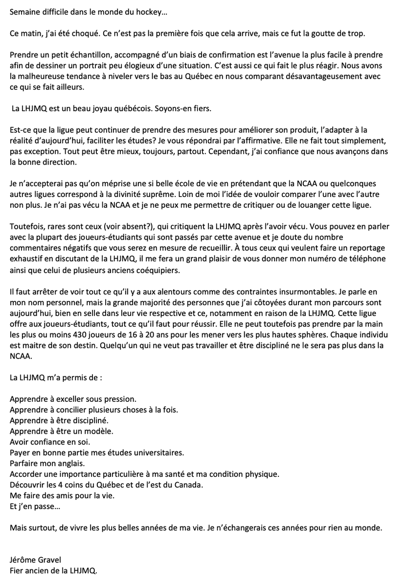 Mon opinion sur les plus récents articles sur la LHJMQ, plus particulièrement celui de <a href="/YvesBoisvert/">Yves Boisvert</a>: