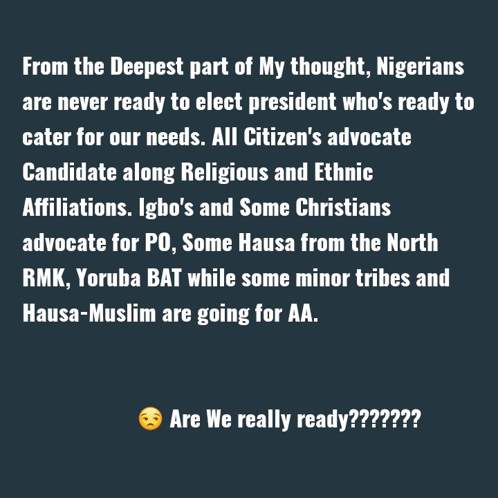 teekaybeli's tweet photo. Are Nigerians Really Ready??? https://t.co/N2k3lG91wY