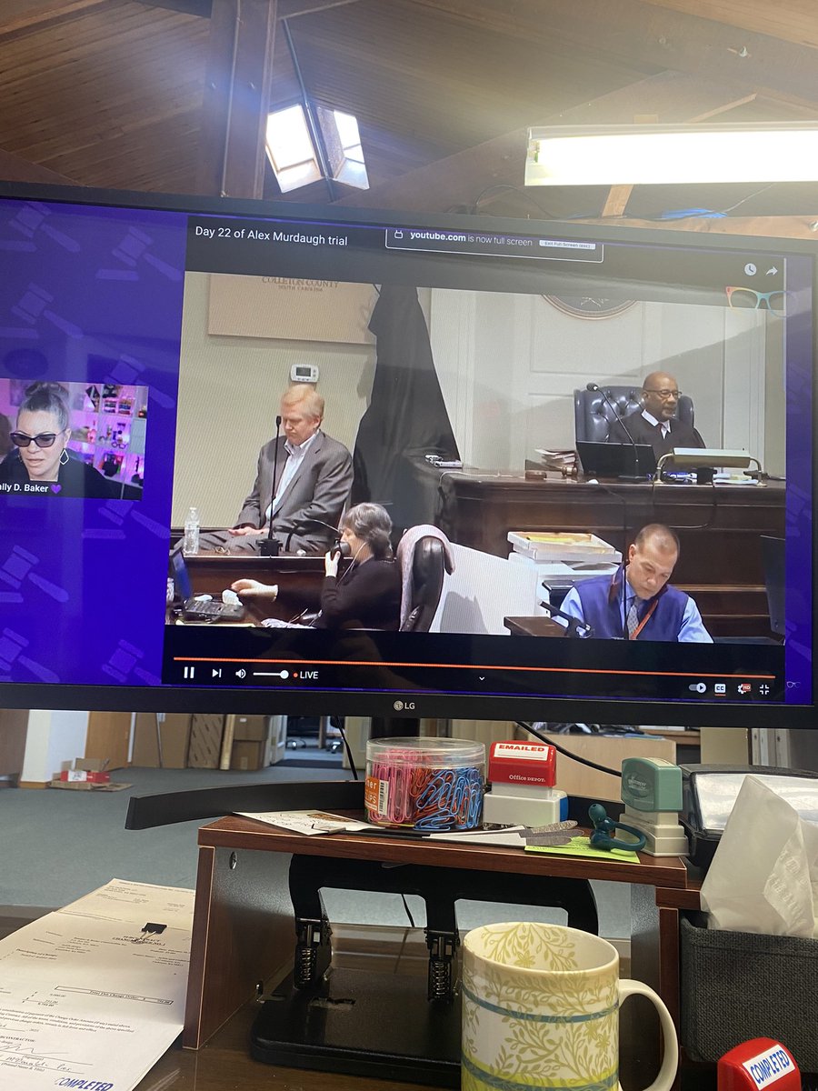 HKBaird00's tweet photo. @TheEmilyDBaker not me full screening it on my lunch break to watch this disaster of a trial. https://t.co/ps4qrz4yhY