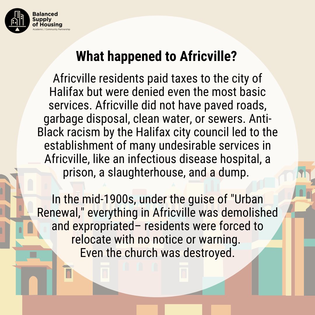 BSHNode's tweet photo. Have you heard about what happened to #Africville in #NovaScotia? This #BlackHistoryMonth we want to highlight events across #Canada that expose the racialization of our #housingsystem– Africville is a shocking reminder.
Check out the graphics below to learn about #Africville https://t.co/ivdRlwR4I8