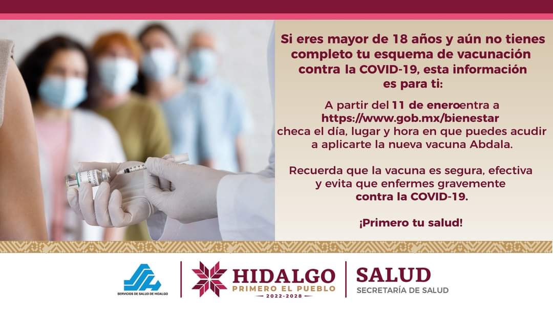 📢Si tienes más de 18 años, la aplicación de la vacuna Abdalá contra la COVID-19 es importante, acude a tu Unidad de Salud más cercana. 💉

¡Te cuidas tú, nos cuidamos todos! 💁‍♀️💁
#PrimeroElPueblo #PrimeroLasJuventudes
