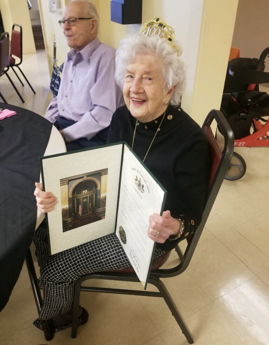 Sen_Pennycuick's tweet photo. Happy 100th birthday, Martha! You’ve made it to a milestone that not many people reach, and you deserve to be celebrated! Wishing you many more years of good health and overwhelming happiness! 🎂
#senatorpennycuick #SD24 #PaSenate #pottstown #ThisIs100 #centenarian https://t.co/XG3nHhypFr