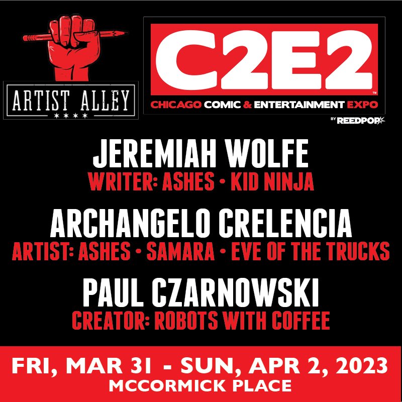 @ashescomicbook (@ashescomicbook) on Twitter photo See you at C2E2 👋
<a href="/jmiah720/">Jeremiah Wolfe</a> <a href="/TheArchangelo/">Archangelo</a>
@robotswithcoffee
#comics #art #chicagoart #chicagoartist #chicagoartists #comicbookstore #ashescomicbook #comicbook #crimenoir #indiecomic #comiccon #c2e2 Books from @that_kid_ninja81 @samara_scifi will be available at the table See you at C2E2 👋
<a href="/jmiah720/">Jeremiah Wolfe</a> <a href="/TheArchangelo/">Archangelo</a>
@robotswithcoffee
#comics #art #chicagoart #chicagoartist #chicagoartists #comicbookstore #ashescomicbook #comicbook #crimenoir #indiecomic #comiccon #c2e2 Books from @that_kid_ninja81 @samara_scifi will be available at the table