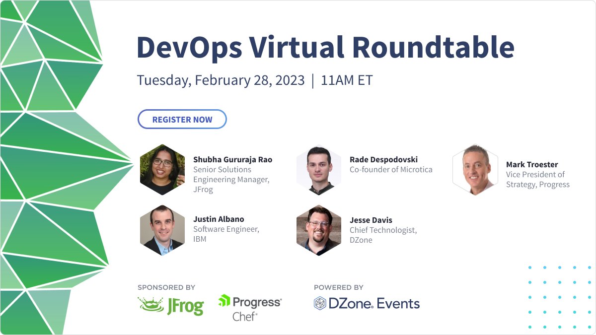 DZoneInc's tweet image. We are bringing together SMEs from our &quot;DevOps: CI/CD, Application Delivery, and Release Orchestration&quot; Trend Report to discuss all things #softwaredelivery, #cicd, #automateddeployment vs. manual, and more!

🗓️ Feb. 28, 11 am, EDT
👉 events.dzone.com/dzone/DevOps-C…

🤝 @jfrog and @chef