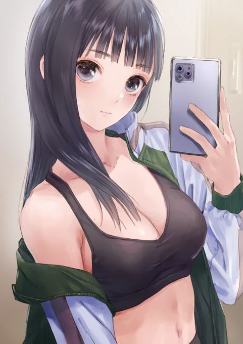 #ブルリフS 何故かトレーニングウェアで自撮りするメイチーちゃんのイラストです 