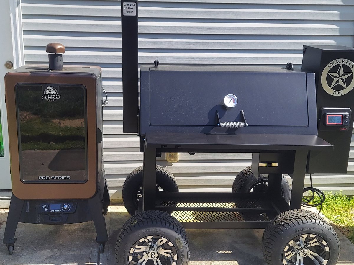 smackey70's tweet photo. Today after a 5 month wait my new Lone Star Grillz Pellet Smoker arrived. Beyond excited. @Lonestargrillz #pelletsmoker #LSG  #Smoker #BBQ #lowandslow https://t.co/hsCPzHgrIA