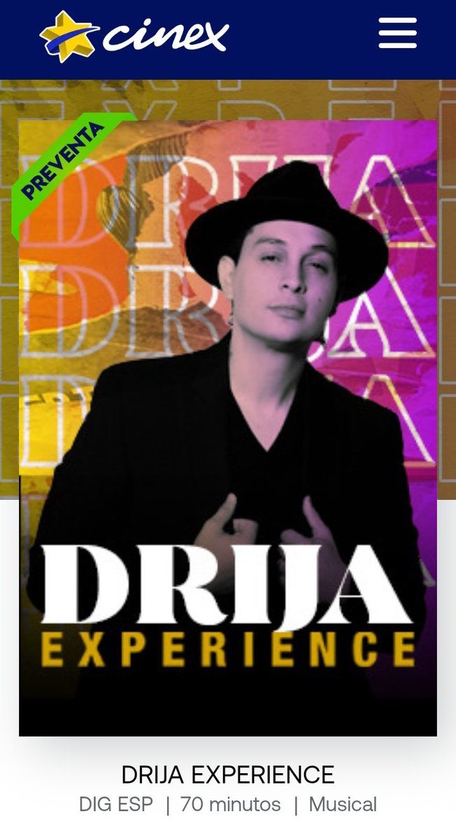 drijazone's tweet photo. 📰 | [INFO] — ¡Vive la #DRIJAEXPERIENCE en pantalla grande!

Con una única función este Este 15/03, la #drijapeople de Caracas podrá disfrutar de la Drija Experience en PANTALLA GRANDE y ver el concierto más completo, invitados de lujo y sus más grandes exitos junto a más fans 😍 https://t.co/ierqSBTJtT