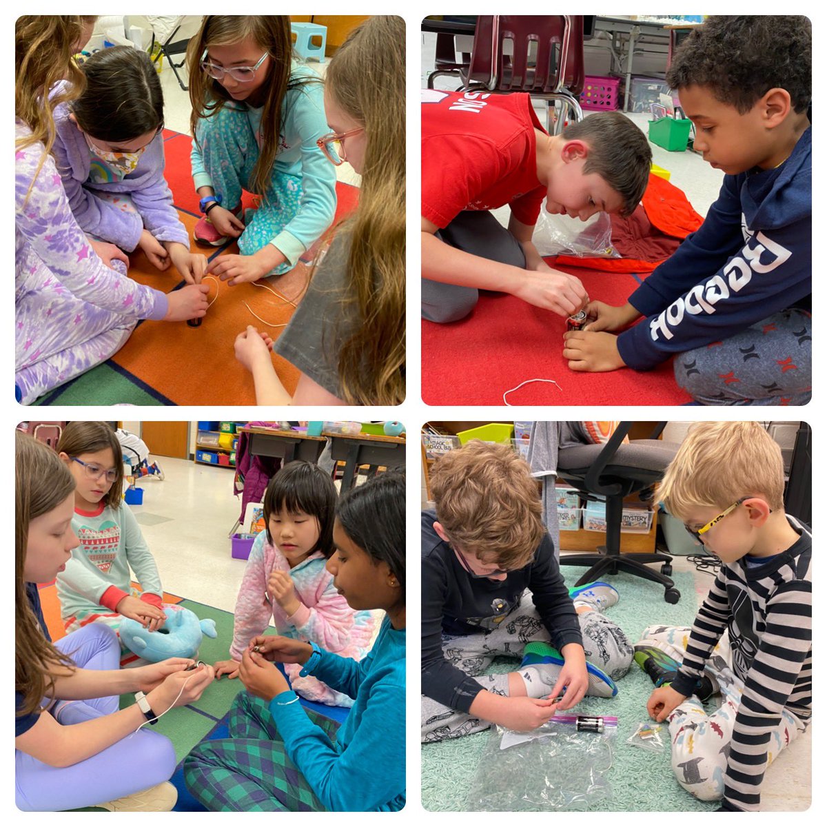 These @FlintHillES 5th graders took a little advice from Einstein and demonstrated open and closed circuits ⚡️simply to our 2nd grade buddies in @MissKaluza class 🧠 It was electric⚡️ #FHESilluminates @FCPSScience