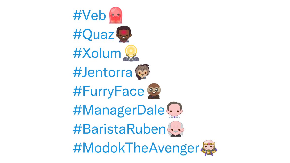 AAssembleBR's tweet photo. 📎 Mais hashflags de #AntManAndTheWaspQuantumania no Twitter:
#Veb
#Quaz
#Xolum
#Jentorra
#FurryFace
#ManagerDale
#BaristaRuben
#ModokTheAvenger
#Modok
#BroccoliGuy https://t.co/UXPG4cUs2d