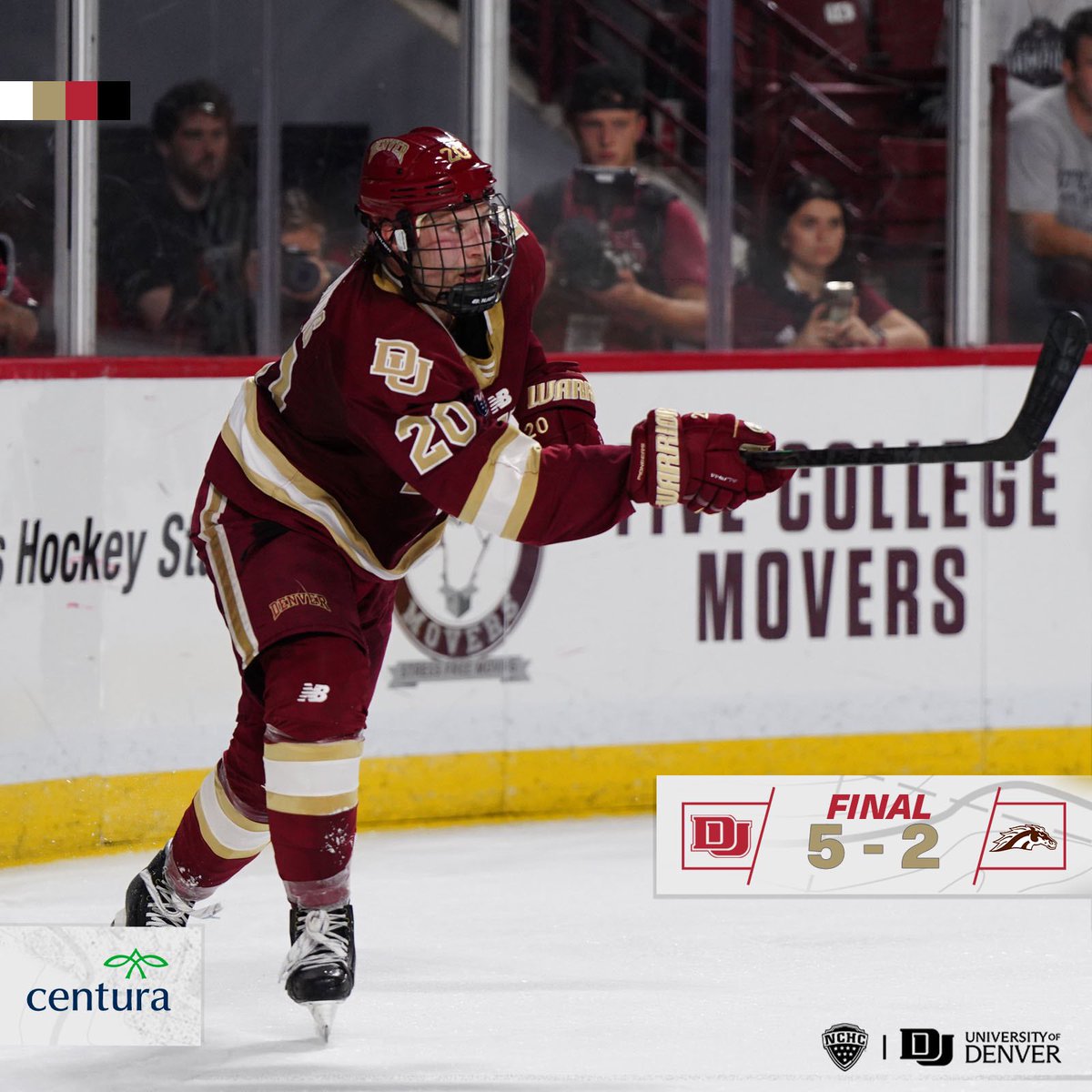 DU_Hockey's tweet photo. Career-high 4 points from Mike Benning and 4 unanswered goals. https://t.co/DsnyDt5bsL