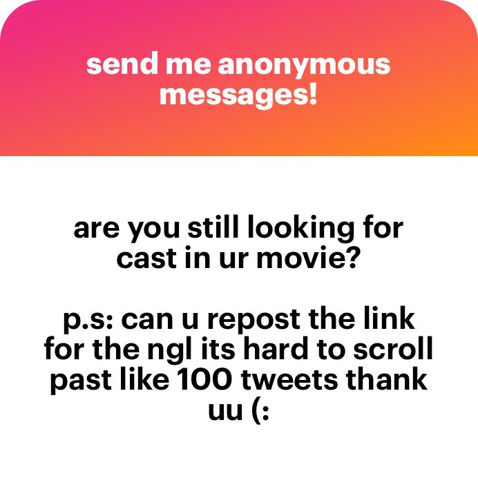 reticentrobbie's tweet photo. To stay transparent, I am in desperate need of a cast. We are in search of people to bond with because this is intended to be a fun production, first and foremost. The movie focuses on a friend group in their early 20’s, so anyone who can realistically portray that is great. Hmu! https://t.co/fYwrNzPdsI
