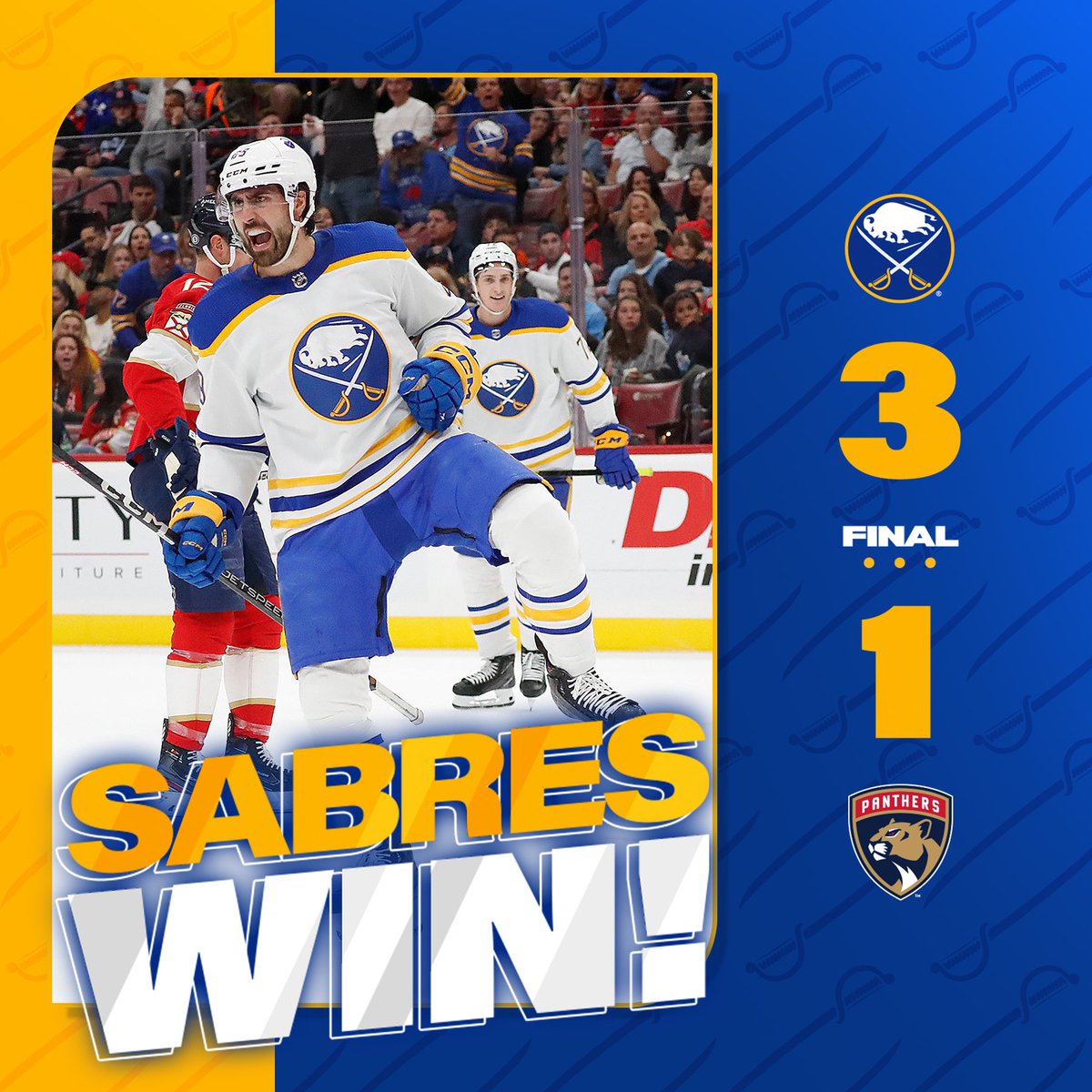 BuffaloSabres's tweet photo. HUGE WIN IN FLORIDA!!!

#LetsGoBuffalo https://t.co/9gQuGAQrvH