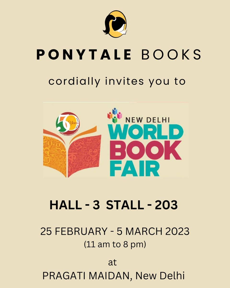 See you at the 50th New Delhi World Fair starting from today at Pragati Maidan, New Delhi.

We are in Hall-3 and at Stall-203.

#newdelhiworldbookfair #WorldBookFair2023
#storiesforchildren #indiankidlit #indianchildrensbooks 
#ponytalebooks