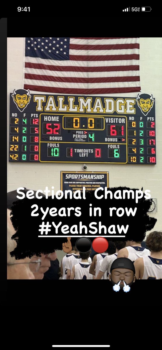 MarvRashad's tweet photo. “..So proud of my boys for pulling out an extremely tough victory over the #9 Seeded Tallmadge Blue Devils!!!..We are Sectional Champs 2 years in row!..”#YeahShaw 🫡⚫️🔴 @LakeErieLeague @mgoul @NEOZoneHS https://t.co/8tIXYYSkwN