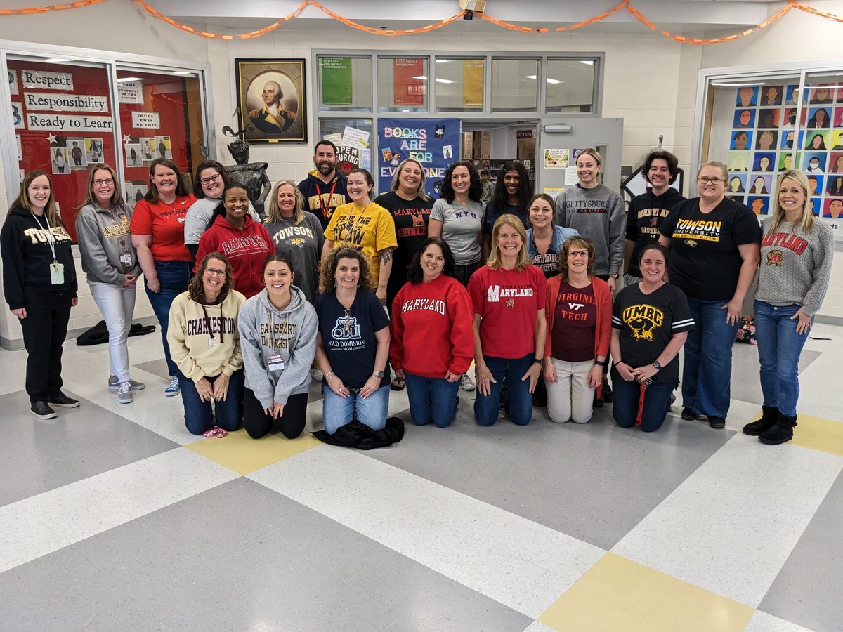 College shirt day for staff at WHMS today. 🖤❤️🖤❤️