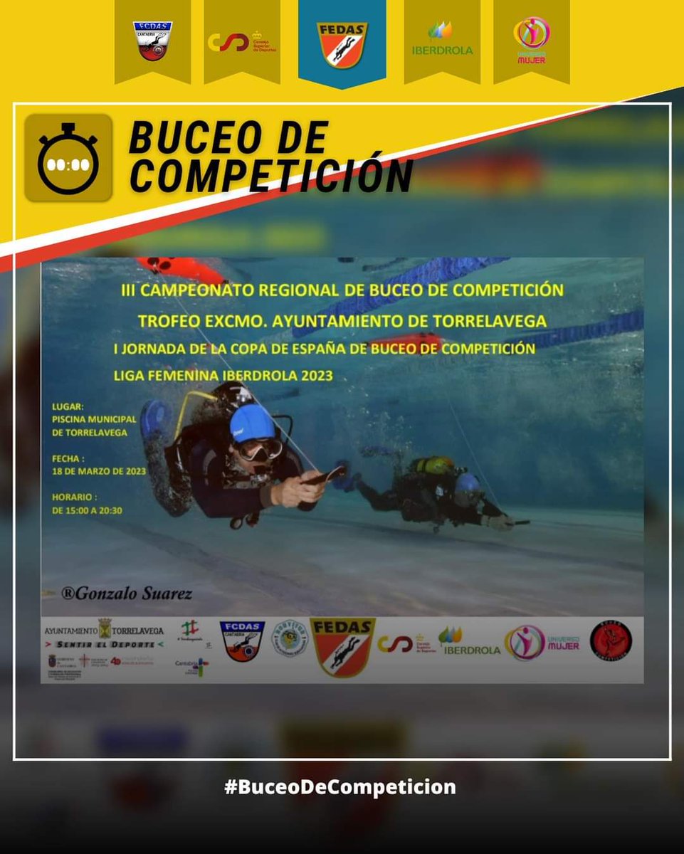 🏆#CopaDeEspaña #BuceoDeCompeticion 🤿 
 I Jornada #CopaIberdrola Femenina en #Cantabria el 18 de marzo
#SportDiving 
#FEDAS   #TourUniversoMujer #UniversoMujer  #LigaIberdrola #LigaFemenina #LigaFemeninaIberdrola #Iberdrola #FundacionDeporteJoven  #DeporteFemenino #MujerYDeporte