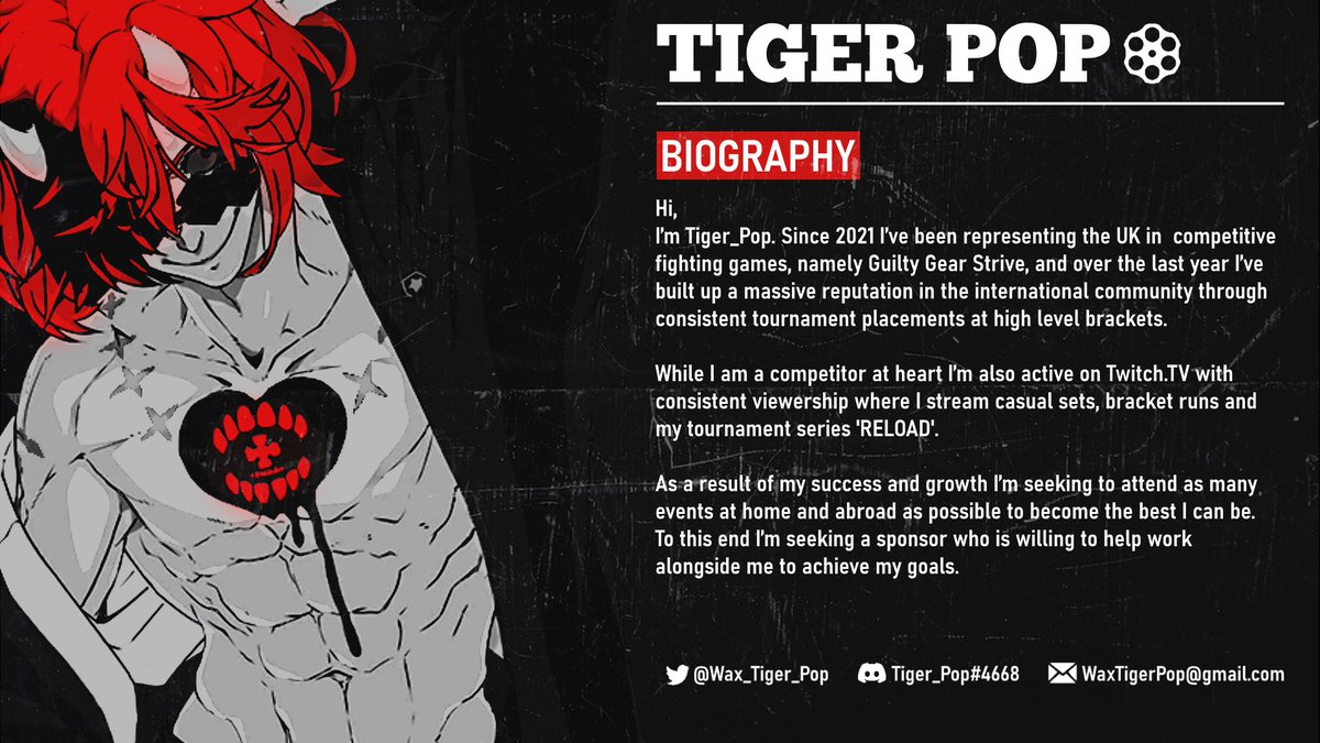 Wax_Tiger_Pop's tweet photo. A while ago I stopped searching for a sponsor so I could focus on some other endeavours, but I think it's time to start it up again. Retweets appreciated! https://t.co/3rvcc9Uot6