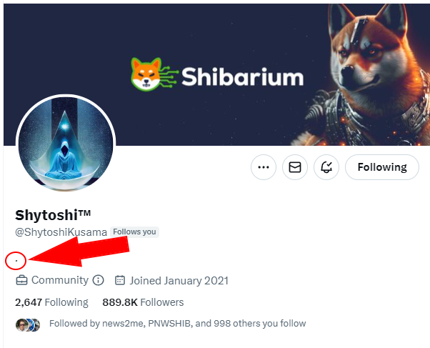 DREAM Media * DREAM BIG * $SUI $DMC ๐ง (@theshibdream) on Twitter photo Hey, check it out #SHIBARMY looks like <a href="/ShytoshiKusama/">Shytoshi Kusamaโข</a> changed his status again this time to just a (.) ๐๐ Hey, check it out #SHIBARMY looks like <a href="/ShytoshiKusama/">Shytoshi Kusamaโข</a> changed his status again this time to just a (.) ๐๐