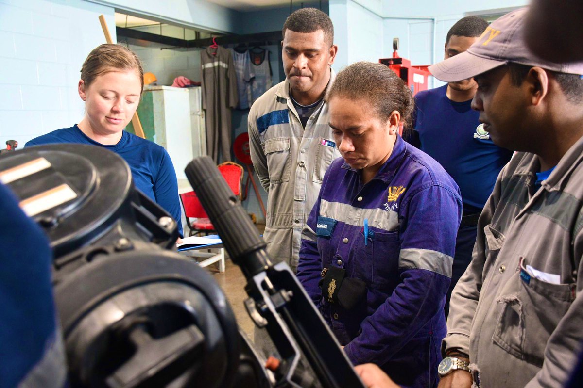 FijiNavy's tweet photo. #ICYMI 
🇫🇯 Supporting @ForumSEC Special Leader’s Retreat

🤿 Divers continue with work-up on new 🇺🇸 dive equipment

👷🏾‍♂️Engineers undergo engine maintenance course with @USCG 

🇫🇯⚓️🇳🇿 will now represent the SW Pacific Hydrographic Comm. interests at Int. Hydrographic Council

#Fiji https://t.co/OGnpmXd9EO