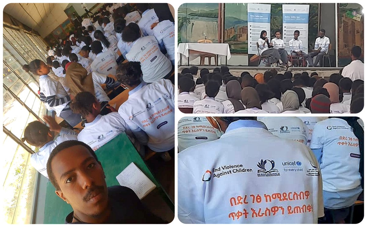Almost end of February: right moment to share memories from the #SID2023  @safeinternetday in #Ethiopia. Here is the #YouthIGF #SaferInternetDay Ethiopia Committee Menelik Solomon & @UNICEFEthiopia in local school. Youth has a great power of action #YouthigfActs #globalyouthigf