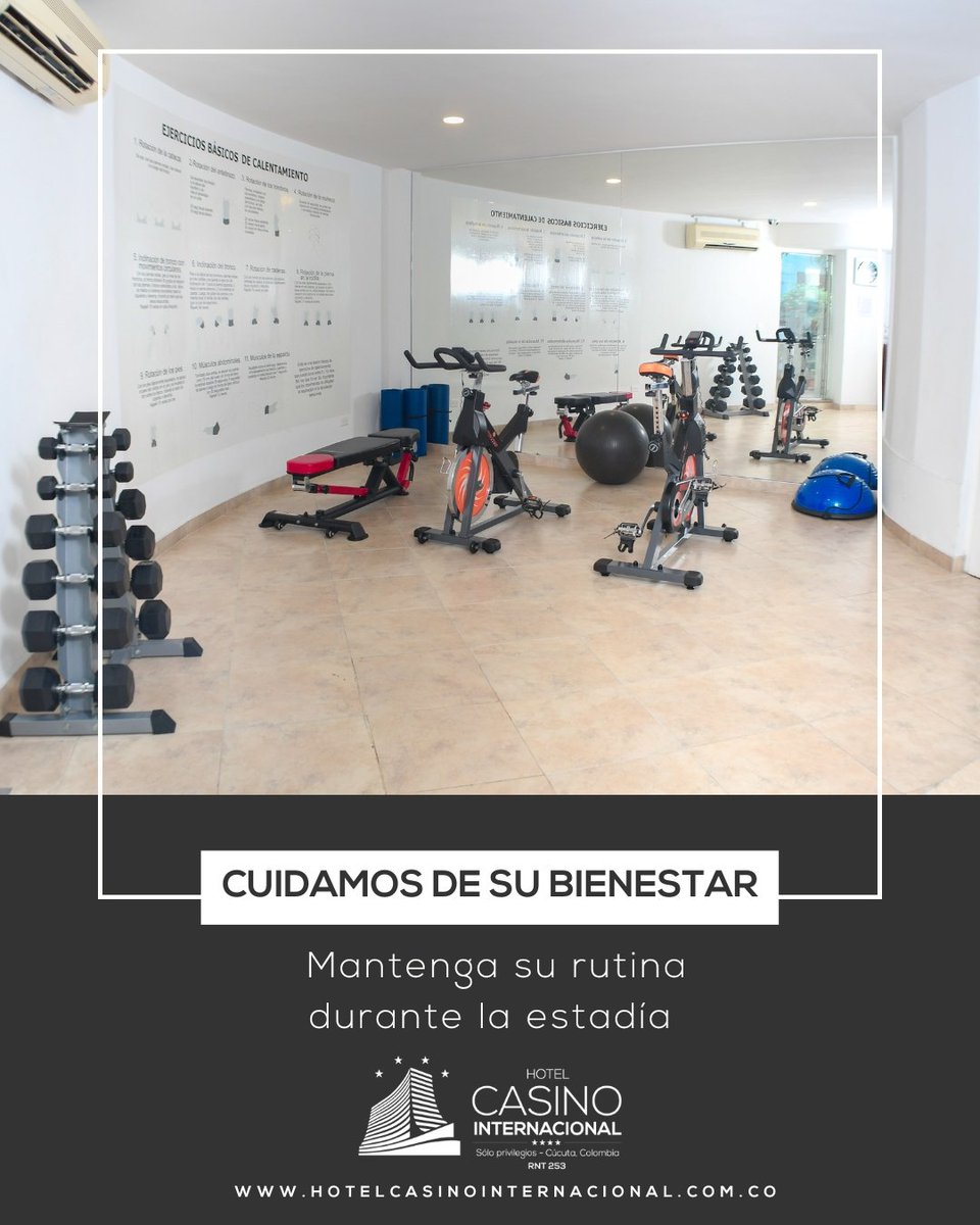 No eres lo que logras, eres lo que superas. Vive con pasión y entrena con suficiente motivación.
Hotel Casino Internacional promociona espacios pensados en la salud y bienestar. ¡Visitenos!
.
.
.
#hotelcasinointernacional #soloprivilegios #cucuta #colombia #tachira #gimnasio
