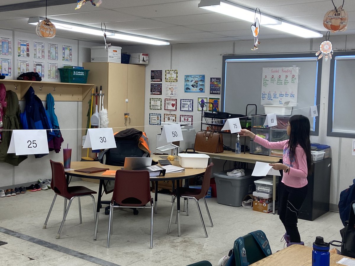 StCofA_HCDSB's tweet image. Learning about comparing and ordering numbers and place value with a hands-on number line in Grade 4 today. #hcdsbmath