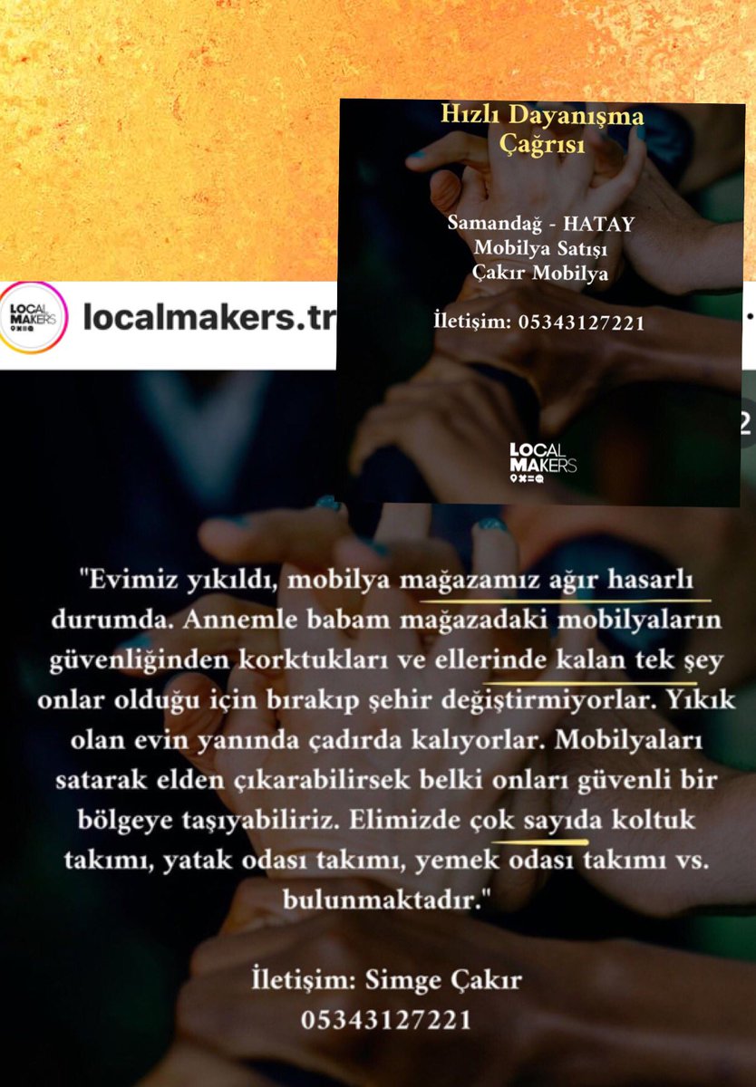 Dayanışma çağrısı‼️ Hatay/Samandağ‼️ #hatay #samandağ #deprem @LocalMakers