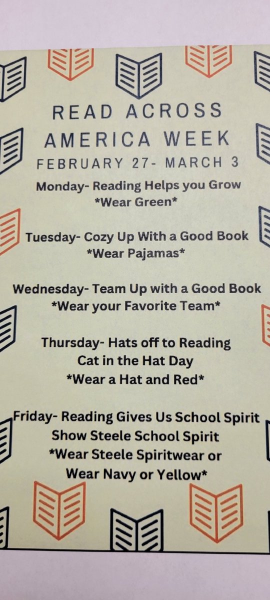 MrStecher's tweet photo. Next week's spirit days! https://t.co/zQClHGI6tk