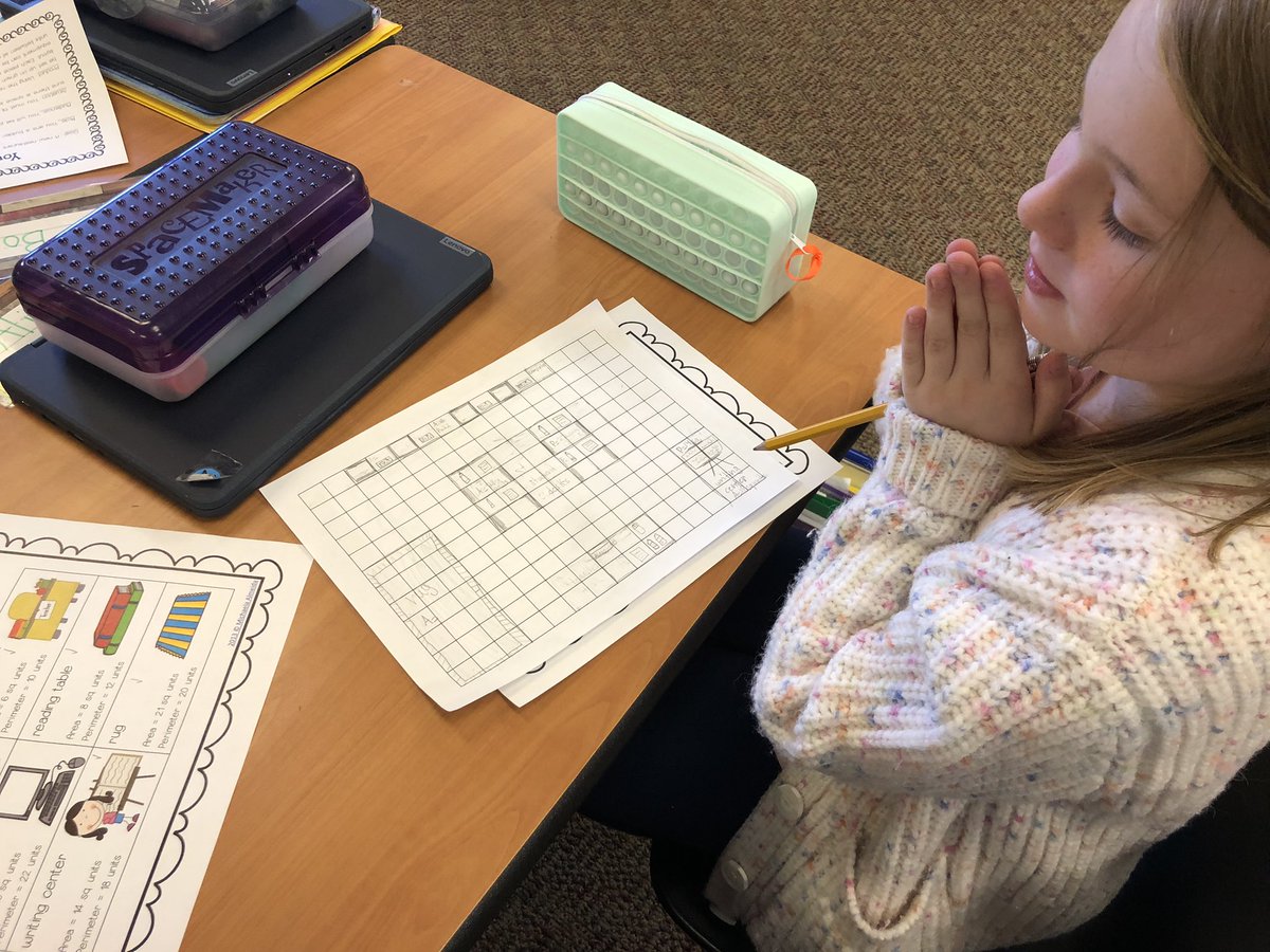 Today we were designers.  We used our knowledge of area and perimeter to create classrooms, kitchens, playgrounds, and bedrooms.