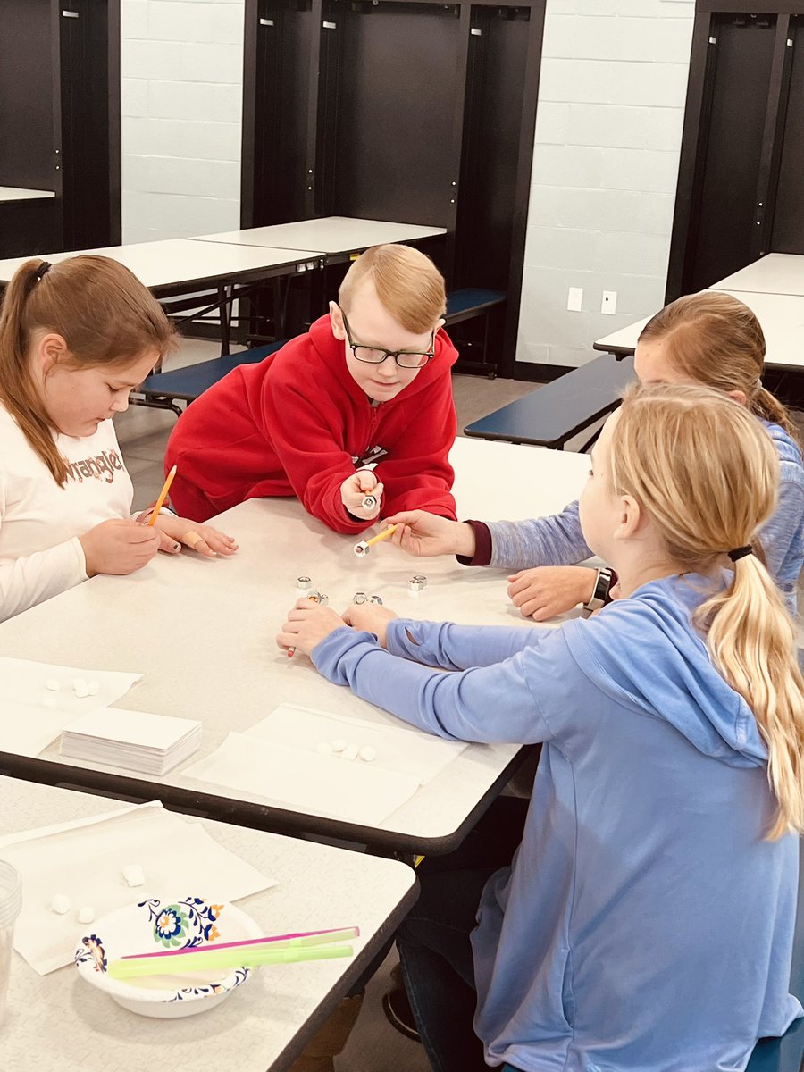 The 4th graders at BV worked as a team in completing several different challenges today!