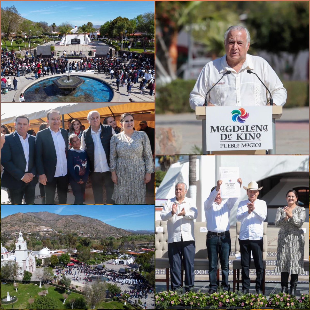TorrucoTurismo's tweet photo. Junto al gobernador @AlfonsoDurazo y la secretaria de Turismo @CelidaLopezc entregamos al presidente municipal @OrtezGuerrero la actualización de nombramiento de #PuebloMágico a #MagdalenaDeKino, un destino con más de 300 años de historia, arquitectura y gastronomía ¡Felicidades! https://t.co/p4FXpBR3F9