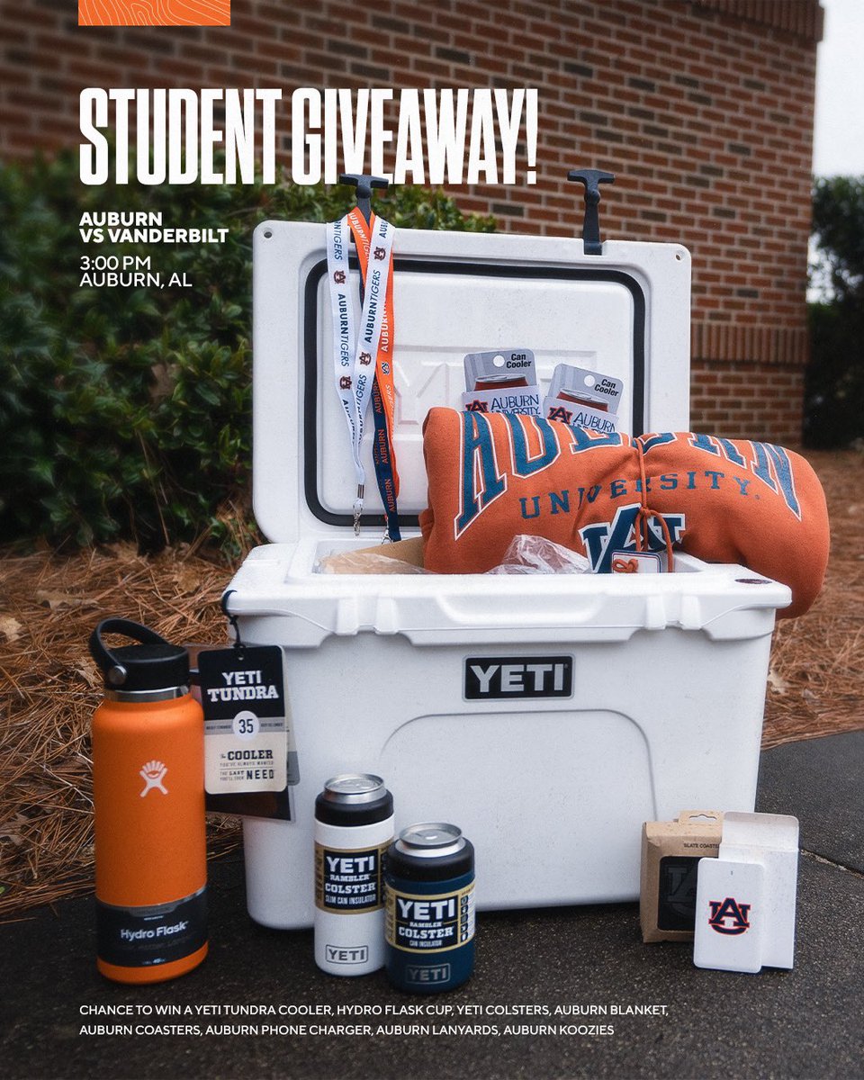 🚨STUDENT GIVEAWAY🚨 

We’re giving away some MAJOR prizes for students in attendance Sunday for our home finale 👀 we need you <a href="/AUJungle/">Auburn Jungle</a>!! 

#WarEagle | #LGTW