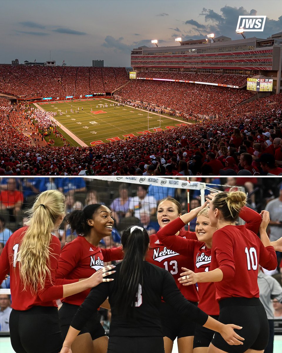 Nebraska volleyball will host an outdoor match at 90,000-seat Memorial Stadium on Aug. 30th. 👀

They are looking to shatter the NCAA attendance record of 18,755.