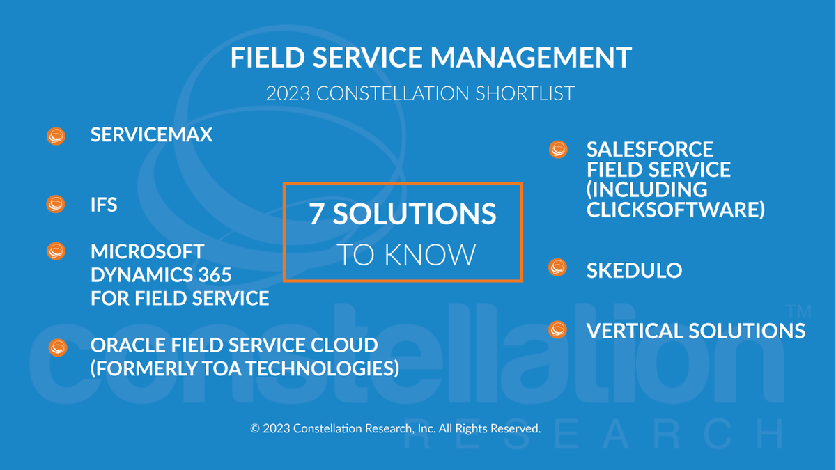 Congrats to the companies listed on the ShortList for Field Service Management by <a href="/rwang0/">R “Ray” Wang 王瑞光 #Cupertino #AI #Energy R.NFT</a> bit.ly/3ogjT7V <a href="/ifs/">IFS</a> <a href="/MSFTDynamics365/">Dynamics 365</a> <a href="/Oracle/">Oracle</a> @Salesforce <a href="/ServiceMax/">ServiceMax, a PTC Technology</a> <a href="/Skedulo/">Skedulo</a> <a href="/Vertsol/">Vertical Solutions</a>
