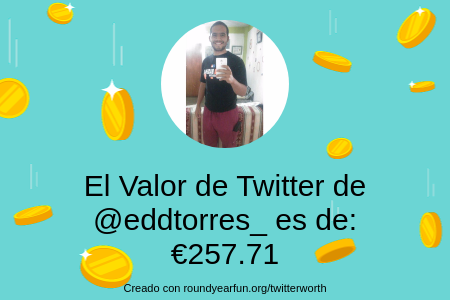 eddtorres_'s tweet photo. Mi valor en Twitter es de: €257.71

Encuentra el tuyo(a) con https://t.co/kpGuPF9rOB

⠀ https://t.co/fjfLcBHPbx