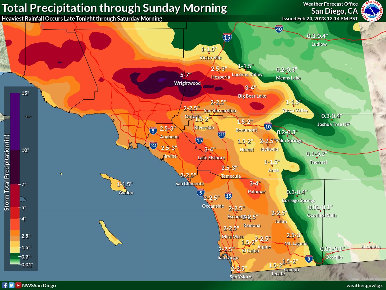 NWS San Diego on Twitter: "A few forecast adjustments today: 🕛 Timing