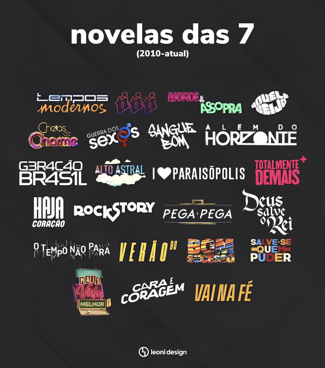 leonidsgn's tweet photo. Novelas das 7 de 2010 até hoje.
Quais são as suas favoritas e quais você não gostou? https://t.co/pAmA71konX