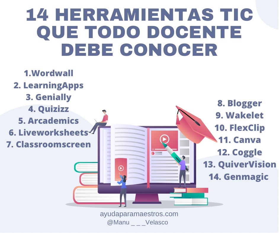 AyudaMaestros's tweet photo. 14 herramientas TIC que todo docente debe conocer. 👉 https://t.co/Z9obko9ufY Por @Manu___Velasco https://t.co/Ry248uQoi0