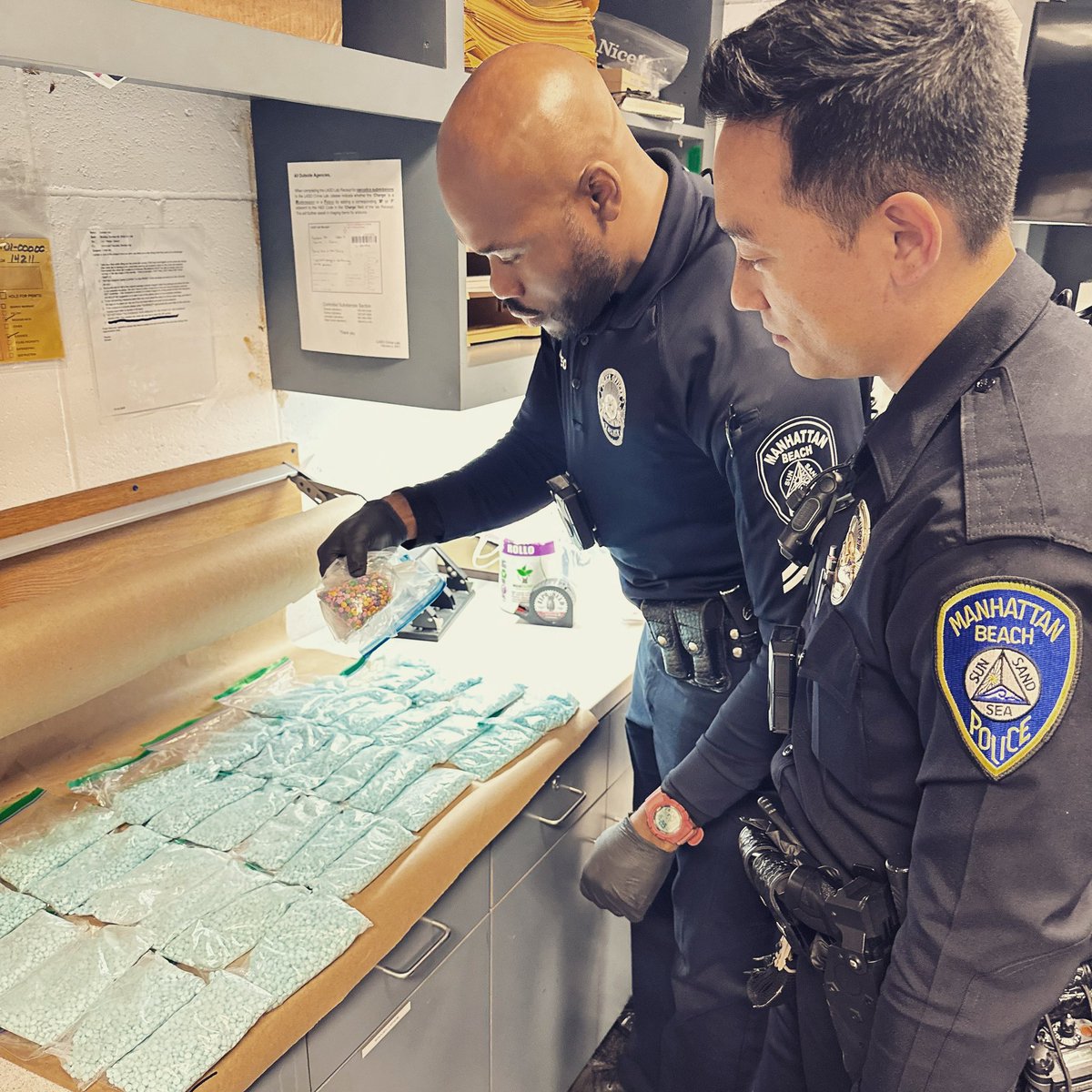 A Thursday night traffic stop on Rosecrans Ave led to the discovery of over 40,000 suspected fake Oxycodone pills. The only safe medications come from licensed and accredited medical professionals. Fake pills are dangerous and commonly contain methamphetamine and fentanyl.