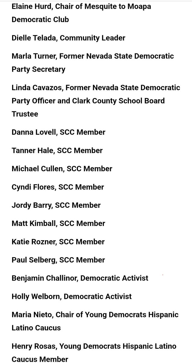 thebluenevadan's tweet photo. Impressive list of support for @Daniele4NV and #UnitySlate to head up #NVDems. Pleased to be among the endorsers and to support people with integrity, vision, authenticity, and who take pride in service. (More endorsements than shown) https://t.co/egbHWQIeBz