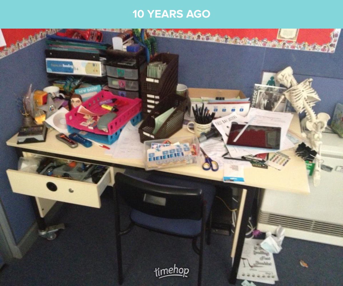 My desk… 10 years ago when I was a Stage Two AP on class in a large school (supervising 7 classes + my own)… I very much still remember the busyness of this role and the pace I had to maintain to keep my head above water… #teacherdesks