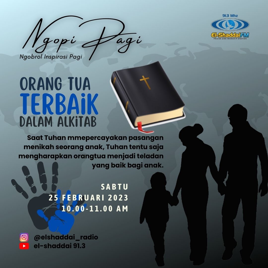 👋 Shalom Keluarga El-Shaddai,
Yohana Win hadir kembali untuk Keluarga El-Shaddai semua pada Program Acara "Ngopi Pagi"

🤔 Saat Tuhan mempercayakan pasangan menikah seorang anak, Tuhan tentu saja mengharapkan orangtua menjadi teladan yang baik bagi anak.