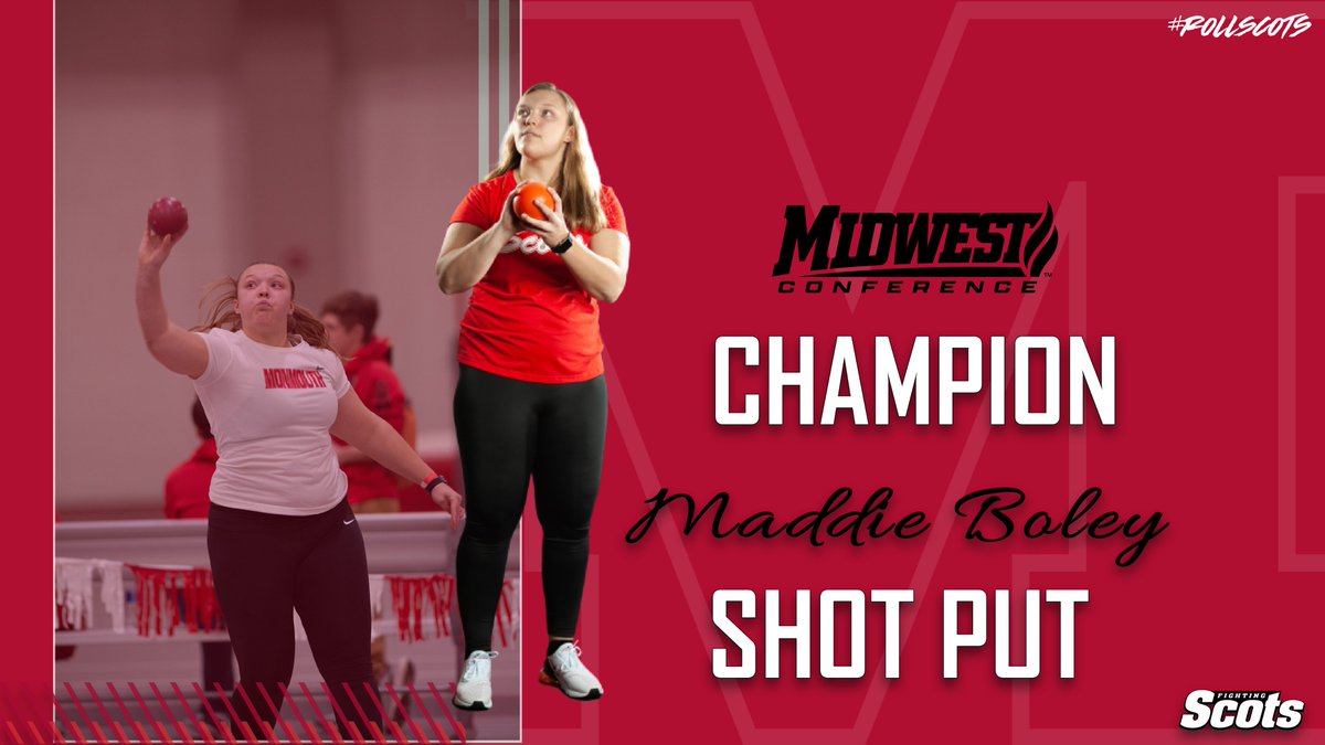 MonmouthGameday's tweet photo. The Scots get 4 top 10 finishes in the shot put. Congrats @maddie_boley on the MWC Championship!!

Addi Cox 3rd
Kayla Braun 4th
Gracie Gibbons 7th

All scoring points for @ScotsTFXC #ThrowScots #RollScots https://t.co/CZpHT1aWV2