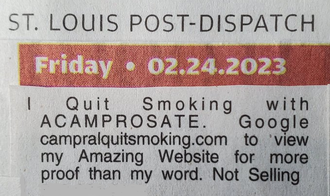 My ad in St. Louis BIGGEST Newspaper Just Click for my website campralquitsmoking.com Thank you @stltoday // @IQuitSmoking02 @IQuit_Cigs @JAllenQuitCigs