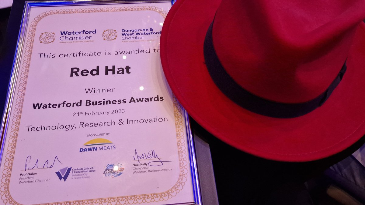 mernin's tweet image. To the incredible #RedHat family in #Waterford, this is both for you, and because of you #WeAreRedHat @WaterfordCC @WLRfm #WBA22
