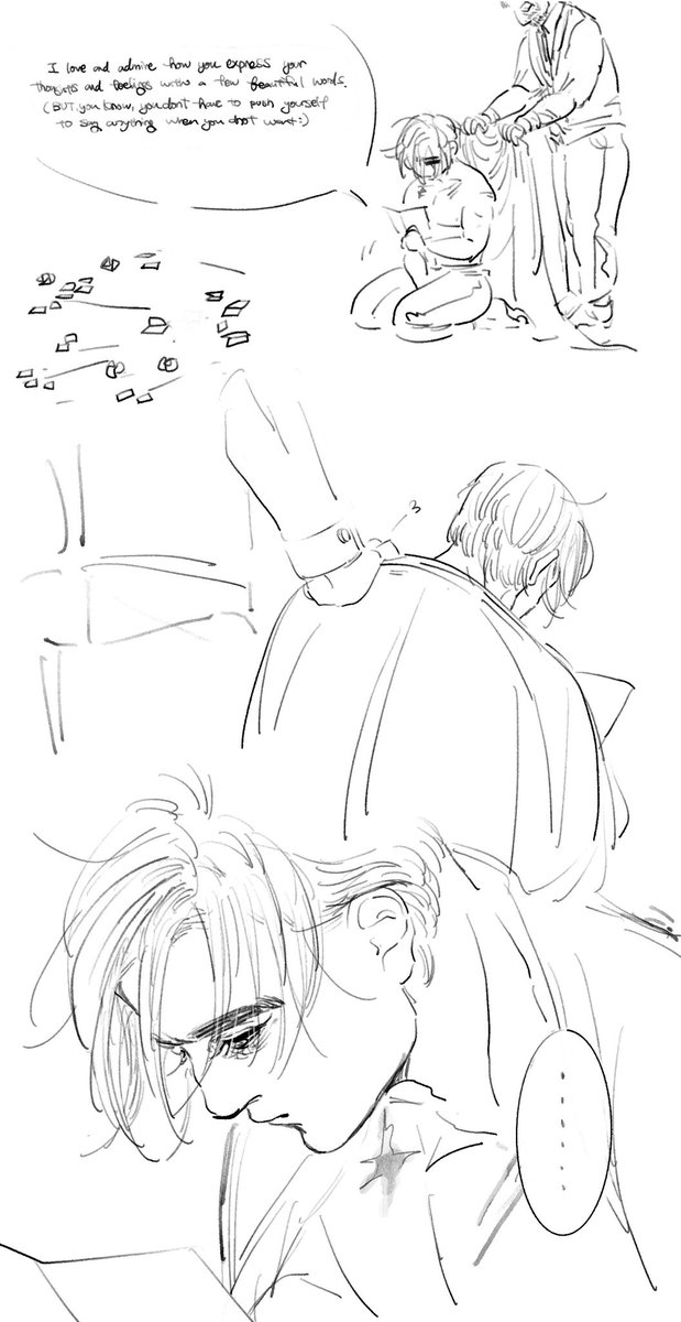 (4/?) Bruce is really really really trying hard to find the words to express his feelings as he spray-painted the floor again(Alfred will tell him to clean up later) 
