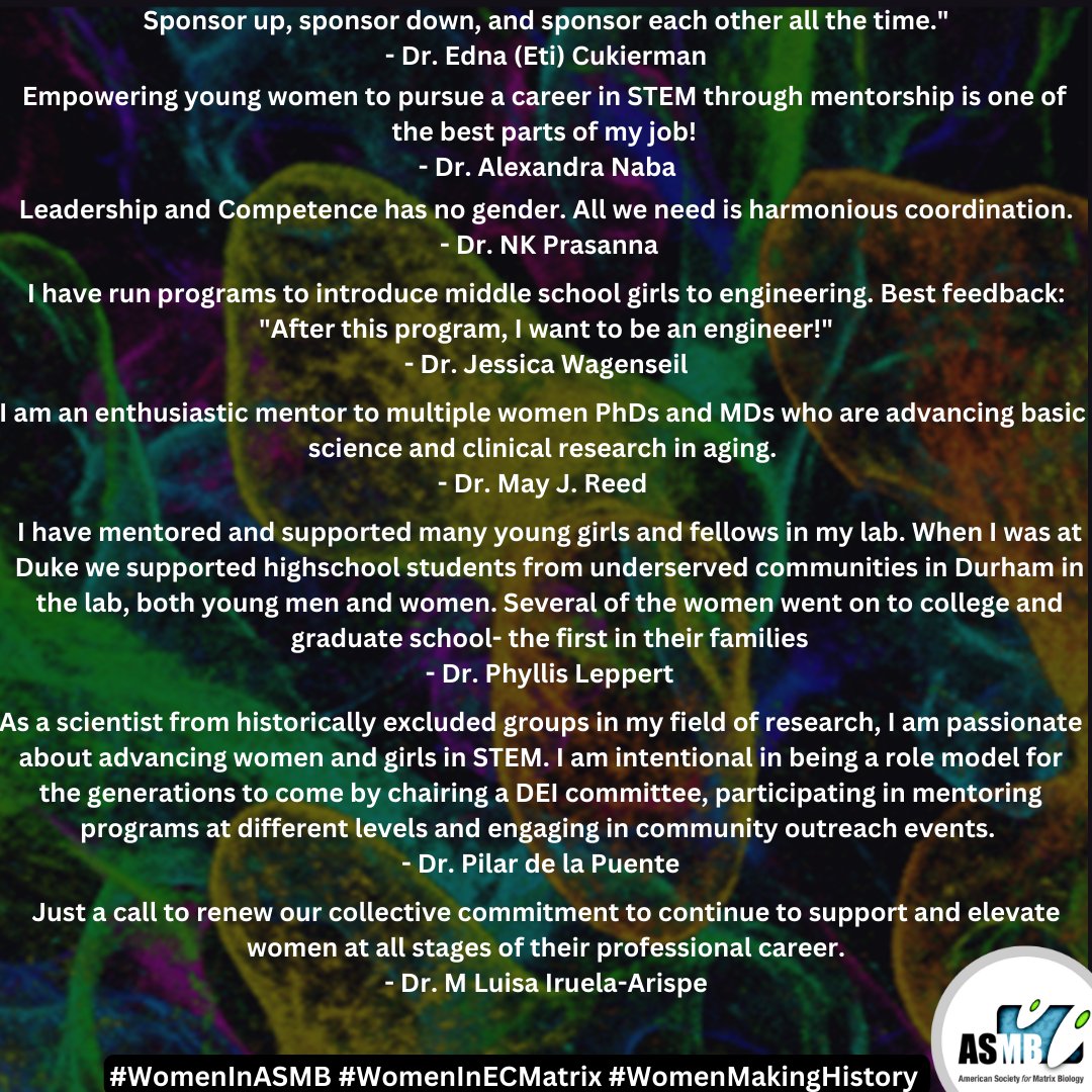 amsocmatbio's tweet photo. Thank you to all the #WomenInASMB who shared their stories with us for International Women and Girls in Science Day! And thank you for what you're doing for future female scientists! Please check out the full graphic at https://t.co/t4jPVd8AkM!
#WomeninECMatrix #WomenInSTEM https://t.co/jbaLxrITaW