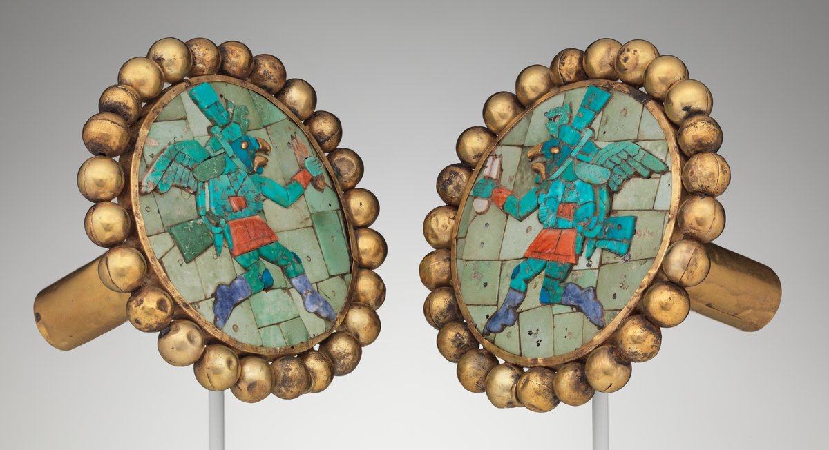 metmuseum's tweet photo. #MetKids Fun Fact: These ancient Peruvian earrings are not quite as heavy as they might appear!

The golden beads on the front and the posts on the back of these earflares are hollow, making them more comfortable to wear.

Learn more: https://t.co/LUdSrN3nYA https://t.co/Kmv1psurNZ