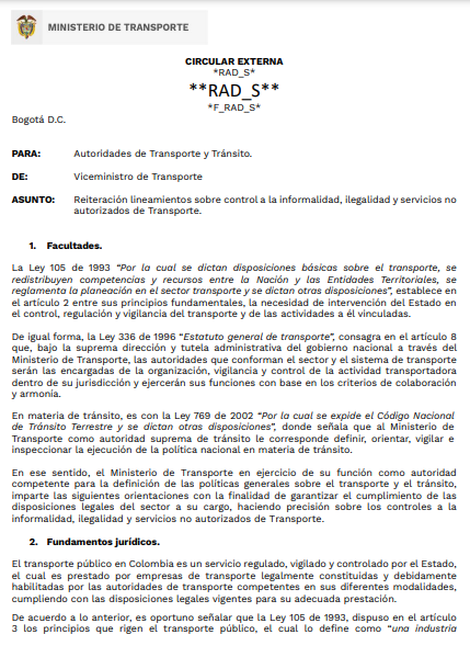 sadi_cf's tweet photo. Esta es la Circular Externa que hoy publica el @MinTransporteCo y @Supertransporte con relación a #plataformas de #transporte 
Pregunta Min @MinistroReyes : ¿Por qué para los camioncitos que hacen #Mudanzas en #Bogotá y no son de ninguna empresa habilitada nadie toma correctivos? https://t.co/ZvOwEWxD72